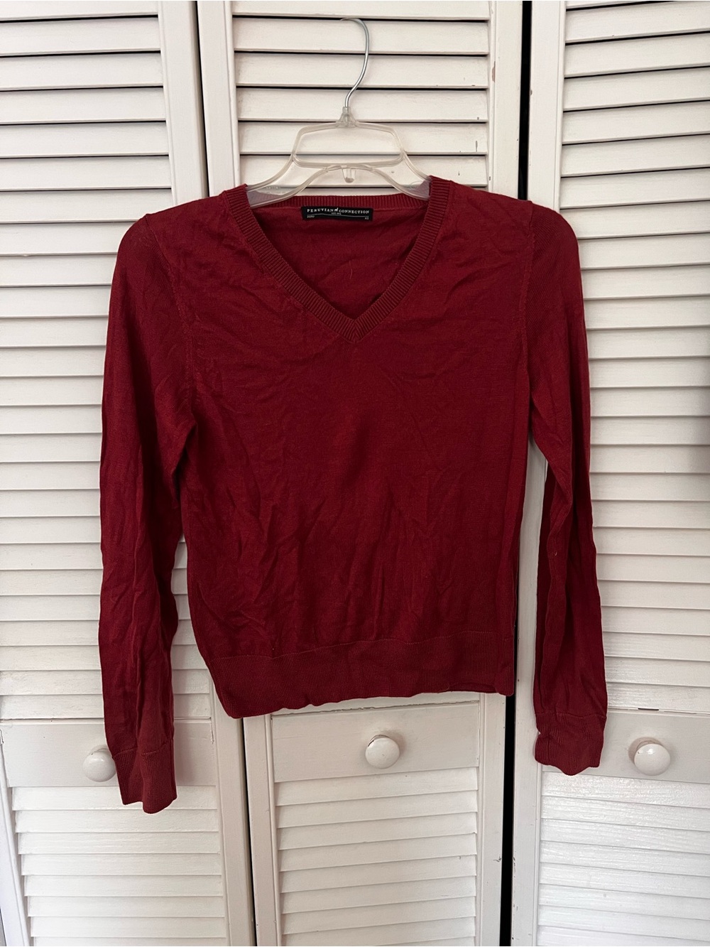 Peruvian Connection Women's Rust Colored V-Neck Sweater XS